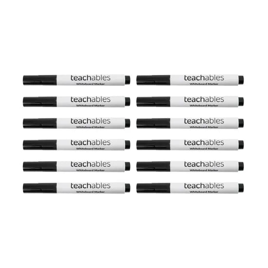 Teachables Whiteboard Markers Chisel Black - Pack of 12 - Modern Teaching Aids NZ