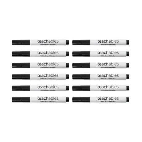 Teachables Whiteboard Markers Chisel Black - Pack of 12 - Modern Teaching Aids NZ