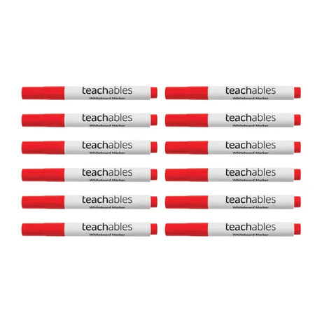 Teachables Whiteboard Markers Bullet Red - Pack of 12 - Modern Teaching Aids NZ