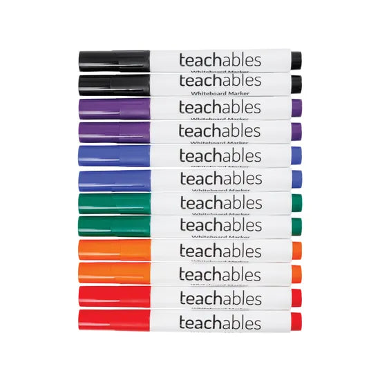 Teachables Whiteboard Markers Chisel Asst - Pack of 12 - Modern Teaching Aids NZ