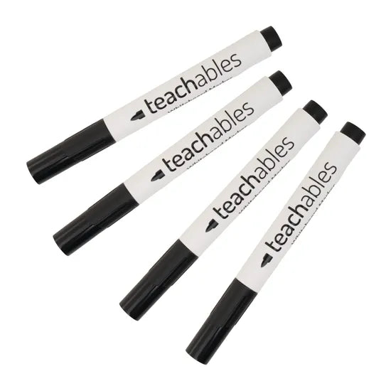 Teachables Whiteboard Markers Bullet Black - Pack of 4 - Modern Teaching Aids NZ