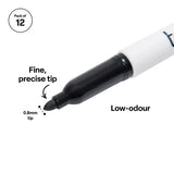 Teachables Whiteboard Markers Thinline Black - Pack of 12 - Modern Teaching Aids NZ