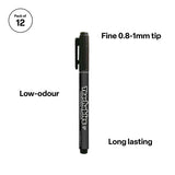 Teachables Thinline Permanent Markers Black PK12 - Modern Teaching Aids NZ