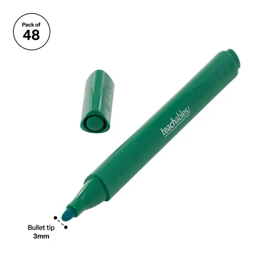 Teachables Whiteboard Markers Triangular Assorted  - Pack of 48 - Modern Teaching Aids NZ