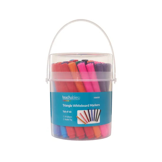 Teachables Whiteboard Markers Triangular Assorted  - Pack of 48 - Modern Teaching Aids NZ