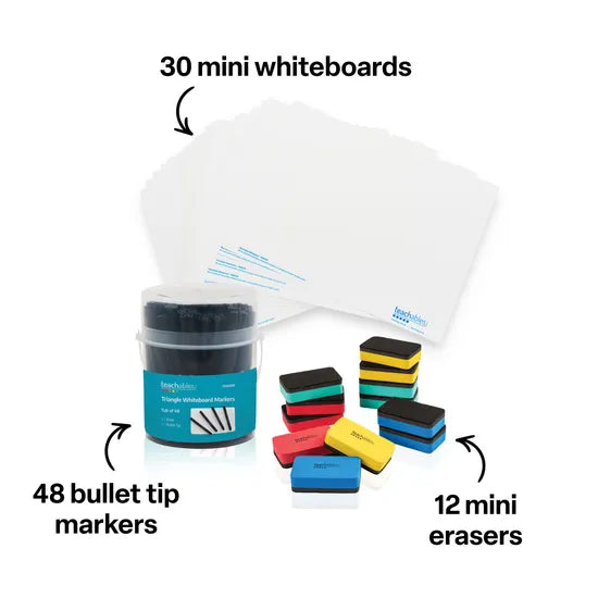 Teachables Blank Mini Whiteboards, Tri Markers & Mini Eraser Kit - Modern Teaching Aids NZ