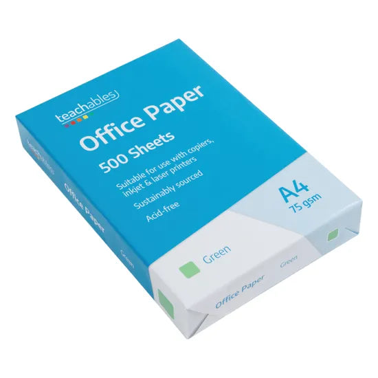 Office Paper A4 Green - Pack of 500 - Modern Teaching Aids NZ