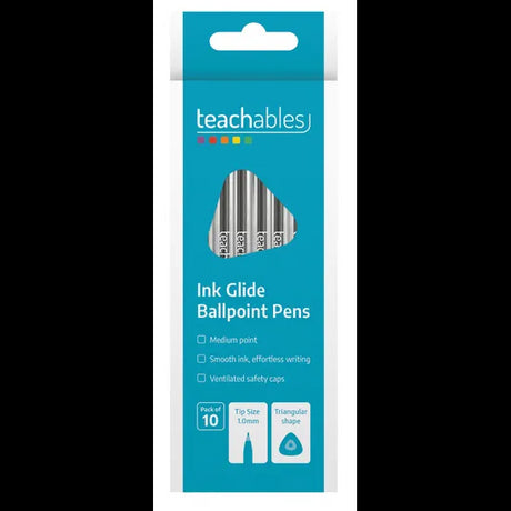 Ink Glide Ballpoint Pens Black - Pack of 10 - Modern Teaching Aids NZ