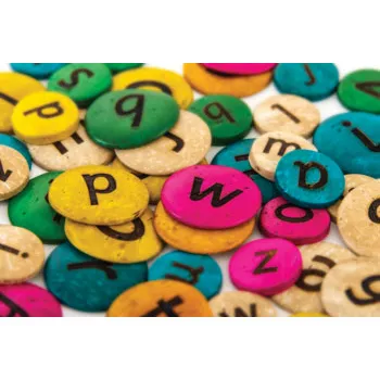 Teachables Lower and Uppercase Coconut Alphabet Discs - Modern Teaching Aids NZ
