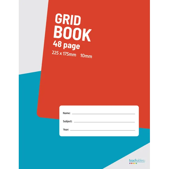 Teachables Exercise Book 225 x 175 mm 10 mm Grid 48p - Modern Teaching Aids NZ