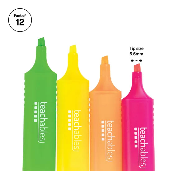 Highlighters Assorted - Pack of 12 - Modern Teaching Aids NZ