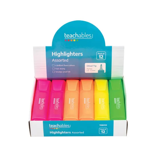Highlighters Assorted - Pack of 12 - Modern Teaching Aids NZ