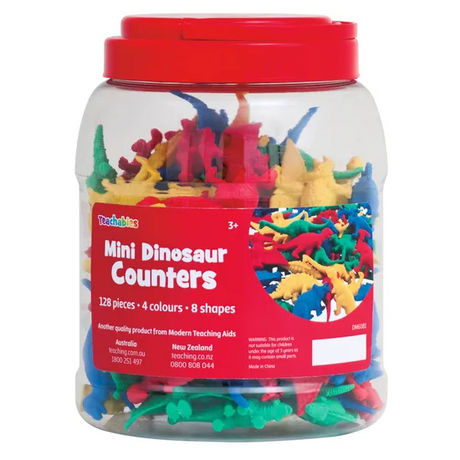 Teachables Mini Dinosaurs Counters - Set of 128 in Jar - Modern Teaching Aids NZ