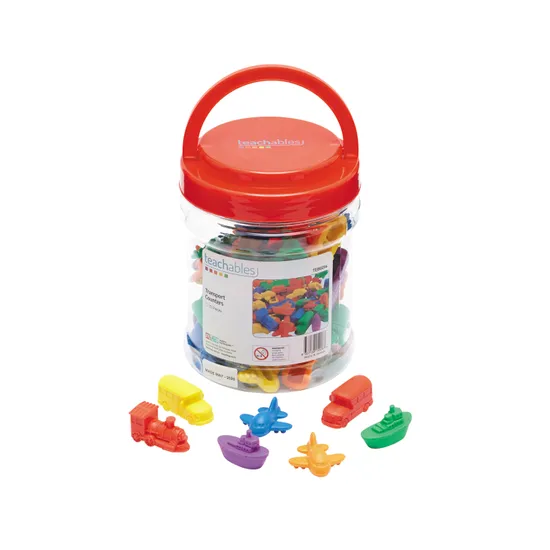 Teachables Transport Counters - 72 Pieces in Container - Modern Teaching Aids NZ