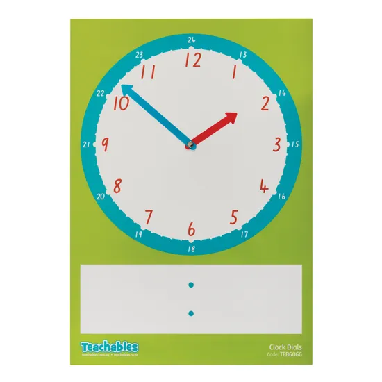 Teachables Large Magnetic Write & Wipe Clock Sheet - Time-Telling Aid - Modern Teaching Aids NZ