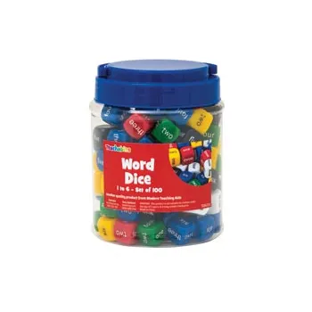 Teachables Dice - 6-Face Words 1-6 - 100 Pieces - Modern Teaching Aids NZ