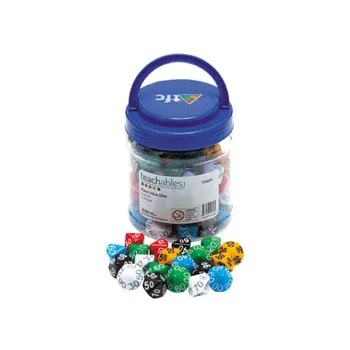 Teachables Place Value Dice - Tens, 10-Sided, 100 Pieces - Modern Teaching Aids NZ