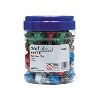Teachables Place Value Dice - Tens, 10-Sided, 100 Pieces - Modern Teaching Aids NZ