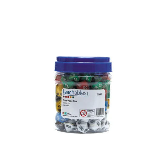Teachables Place Value Dice - Hundreds, 10-Sided, 100 Pieces - Modern Teaching Aids NZ