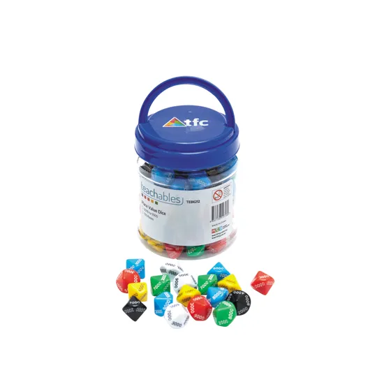 Teachables Place Value Dice - Thousands, 10-Sided, 100 Pieces - Modern Teaching Aids NZ