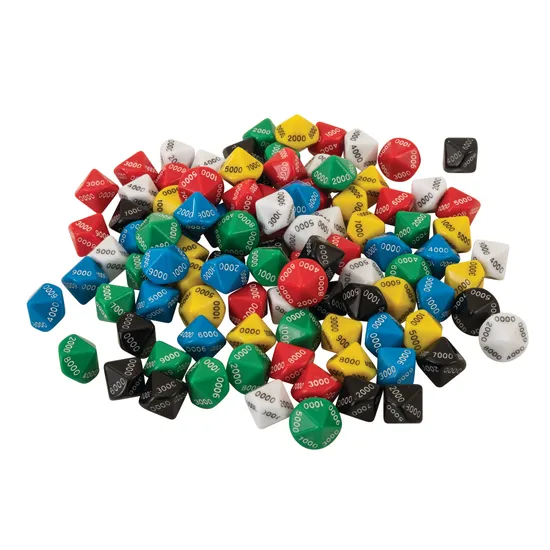 Teachables Place Value Dice - Thousands, 10-Sided, 100 Pieces - Modern Teaching Aids NZ