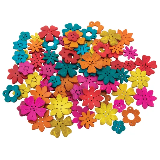 Teachables Coconut Shell Coloured Flowers - Set of 90 - Modern Teaching Aids NZ