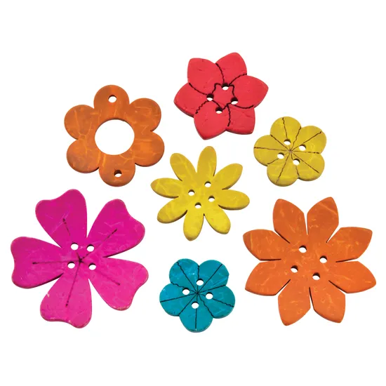 Teachables Coconut Shell Coloured Flowers - Set of 90 - Modern Teaching Aids NZ