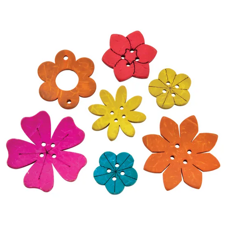 Teachables Coconut Shell Coloured Flowers - Set of 90 - Modern Teaching Aids NZ