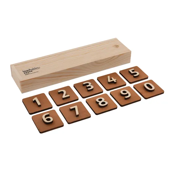 Teachables Tactile Number Tiles - Wooden, Set of 10 - Modern Teaching Aids NZ