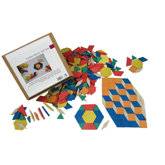 Teachables Eco-Wood Pattern Blocks - Colourful Shapes, Set of 250 - Modern Teaching Aids NZ