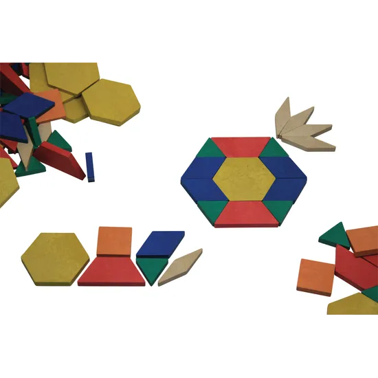 Teachables Eco-Wood Pattern Blocks - Colourful Shapes, Set of 250 - Modern Teaching Aids NZ