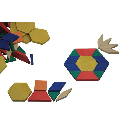 Teachables Eco-Wood Pattern Blocks - Colourful Shapes, Set of 250 - Modern Teaching Aids NZ