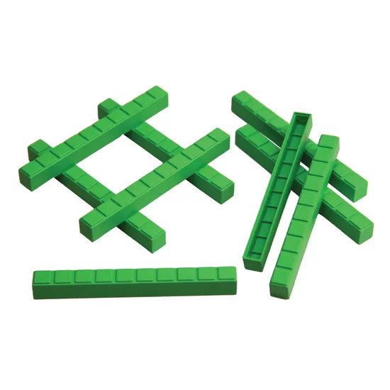 Teachables Eco-Plastic Base Ten Longs - Green, Set of 50 - Modern Teaching Aids NZ