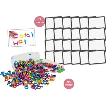 Teachables Magnetic Whiteboards x 24 & 480 Lowercase Magnetic Letters - Modern Teaching Aids NZ