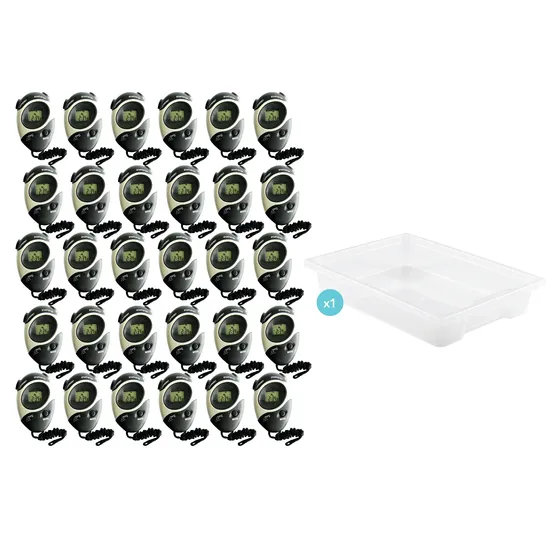 Teachables Stopwatches - Set of 30 & Tray - Modern Teaching Aids NZ