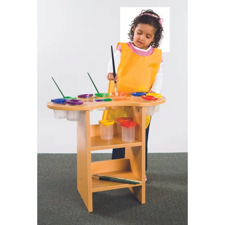 Wooden Kidney Shaped Paint Pot Stand - Modern Teaching Aids NZ