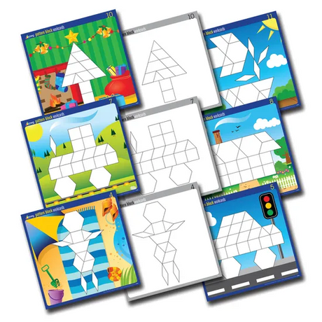 Teachables Pattern Blocks with Colour Cards - 12 Pieces - Modern Teaching Aids NZ