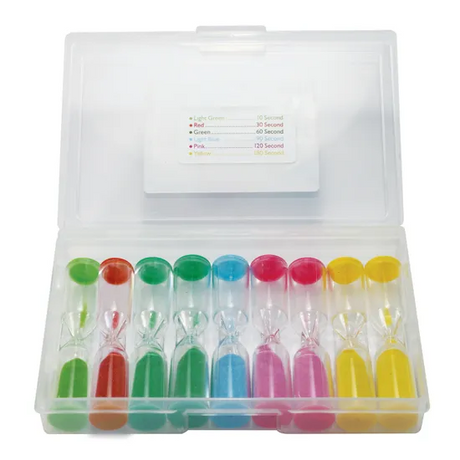 Teachables Sand Timer Set - 1 to 9 Minutes, Set of 9 - Modern Teaching Aids NZ