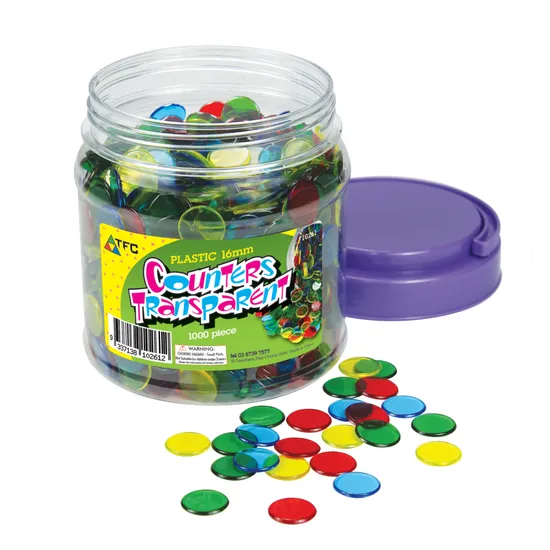 Teachables Transparent Counters - 16 mm, Pack of 1,000 - Modern Teaching Aids NZ