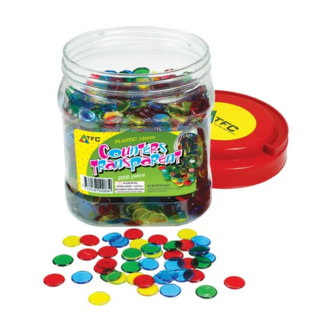 Teachables Transparent Counters - 16 mm, 4 Colours, Pack of 2,000 - Modern Teaching Aids NZ