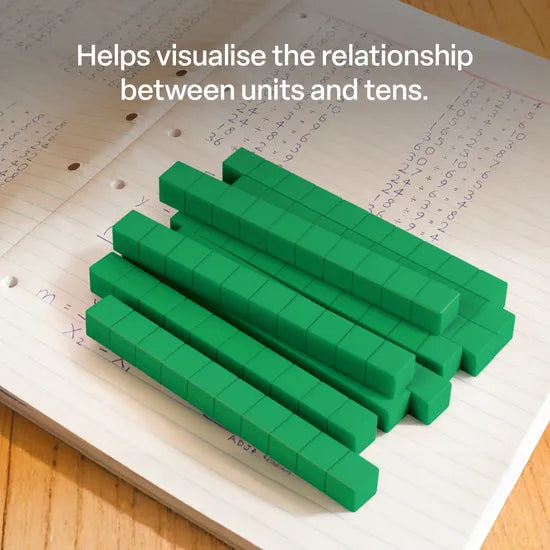 Teachables Base Ten MAB Longs - Plastic, Green, Set of 10 - Modern Teaching Aids NZ