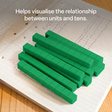 Teachables Base Ten MAB Longs - Plastic, Green, Set of 10 - Modern Teaching Aids NZ