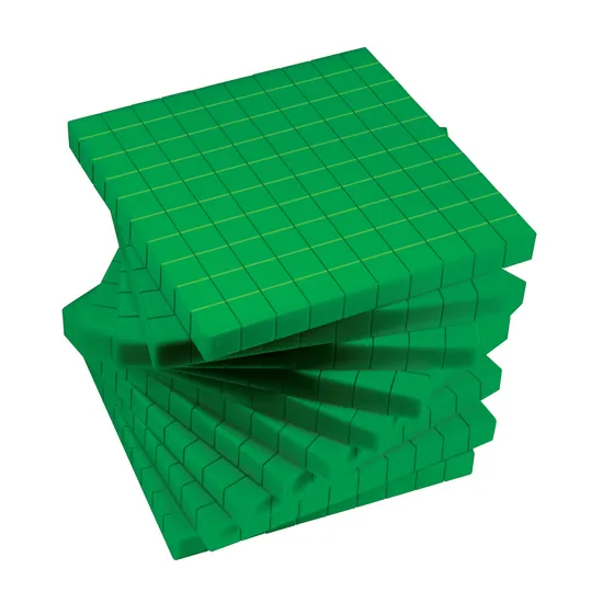 Teachables Base Ten MAB Flats - Plastic, Green, Set of 10
