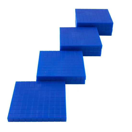 Teachables Base Ten MAB Flats - Plastic, Blue, Set of 10 - Modern Teaching Aids NZ