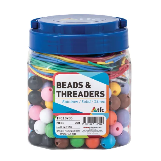 Teachables Rainbow Beads and Threaders - 15 mm - Modern Teaching Aids NZ