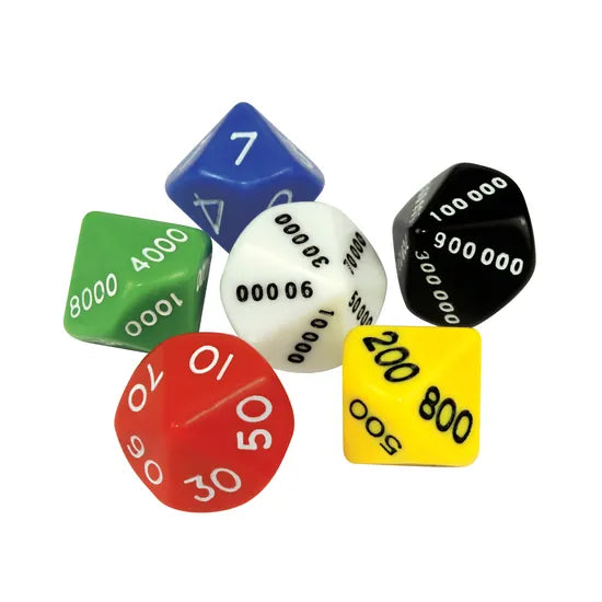 Teachables Place Value Dice - Student Set of 6 - Modern Teaching Aids NZ