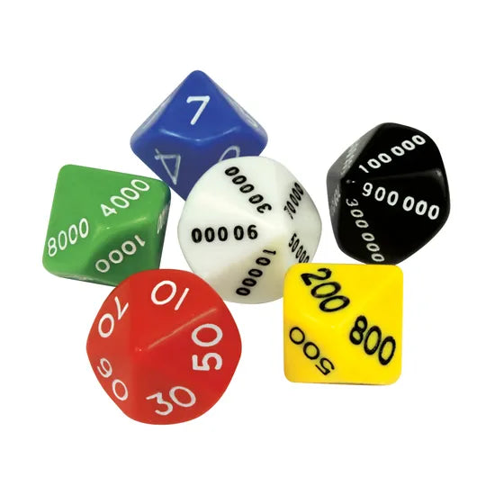 Teachables Place Value Dice - Student Set of 6 - Modern Teaching Aids NZ