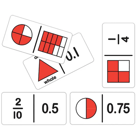 Teachables Dominoes - Fractions, Equivalents & Decimals A, Set of 28 - Modern Teaching Aids NZ