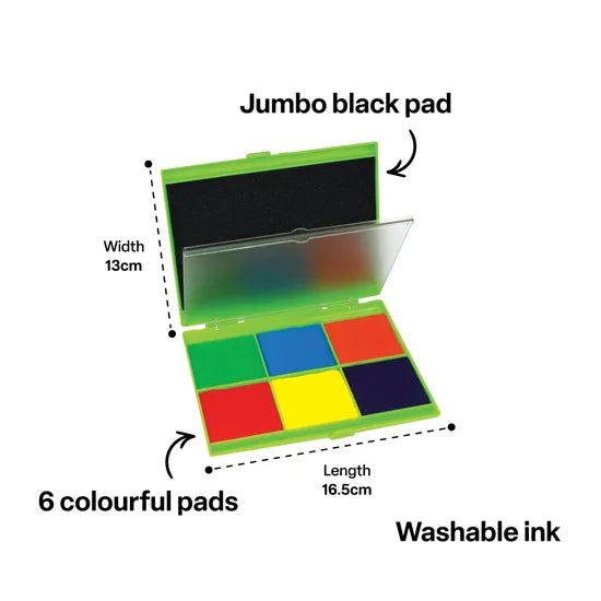 Teachables Stamp Pad - Black & 6 Colours, Set of 7 - Modern Teaching Aids NZ
