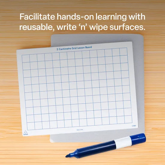 Teachables Write 'n' Wipe Boards - 2 cm Grid, Set of 30 - Modern Teaching Aids NZ